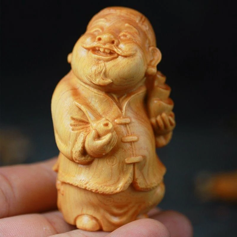 崖柏地主家装摆件实木把玩件手工木雕雕刻工艺礼品摆饰小财主