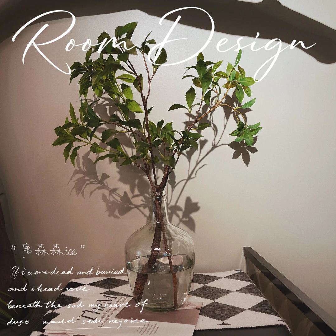 花田后街进口仿真马醉木装饰绿植玻璃花瓶摆件