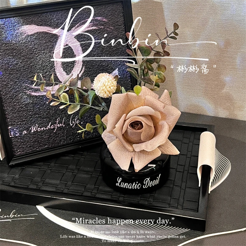 仿真花假花桌面家居装饰品摆件保湿手感玫瑰花香薰干花花束插花