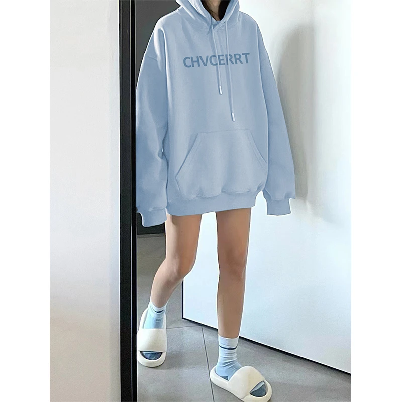 「长腿家」秋冬款爆款美式宽松百搭卫衣女款连帽oversize加绒加厚