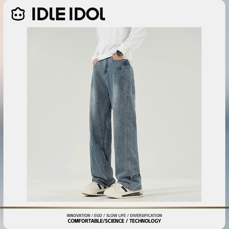 IDLE IDOL美式休闲复古高街水洗情侣牛仔裤2024秋季新款百搭长裤
