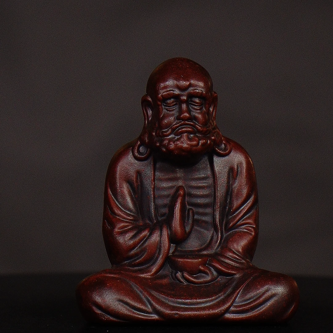 宜兴紫砂茶宠紫插香达摩