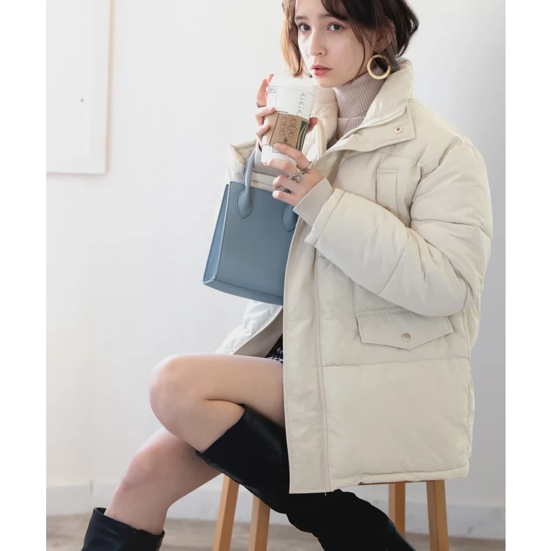 【TaKuMi】日系品牌 秋冬上新 C 时尚简约纯色休闲百搭立领棉服