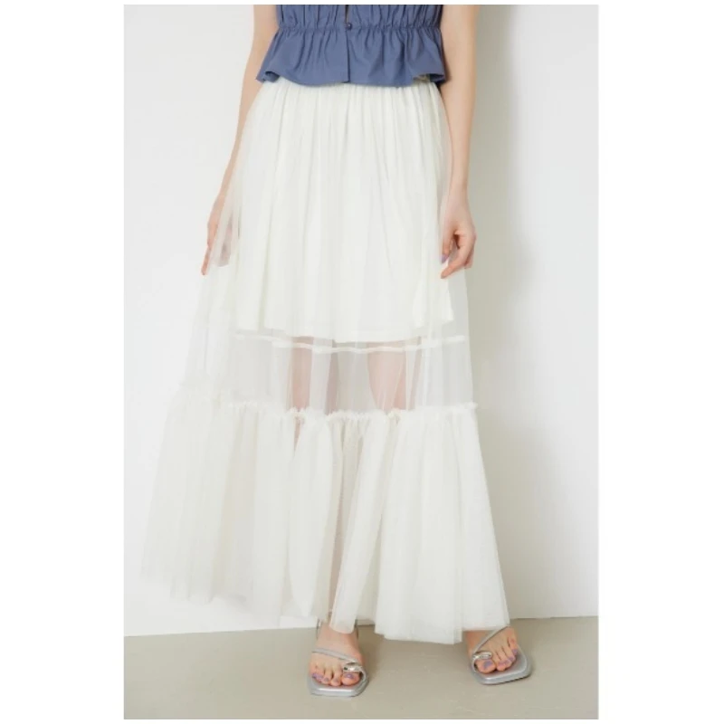 【TaKuMi】日系品牌 夏季新款 R 薄纱优雅百褶高腰半身裙 直播过款