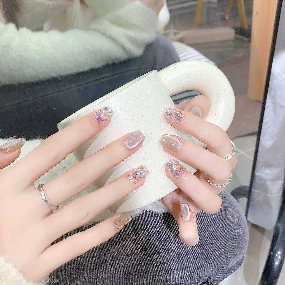 【如烟如梦】恩妮诗纯手工穿戴甲指甲贴显白美甲穿戴甲片高级感