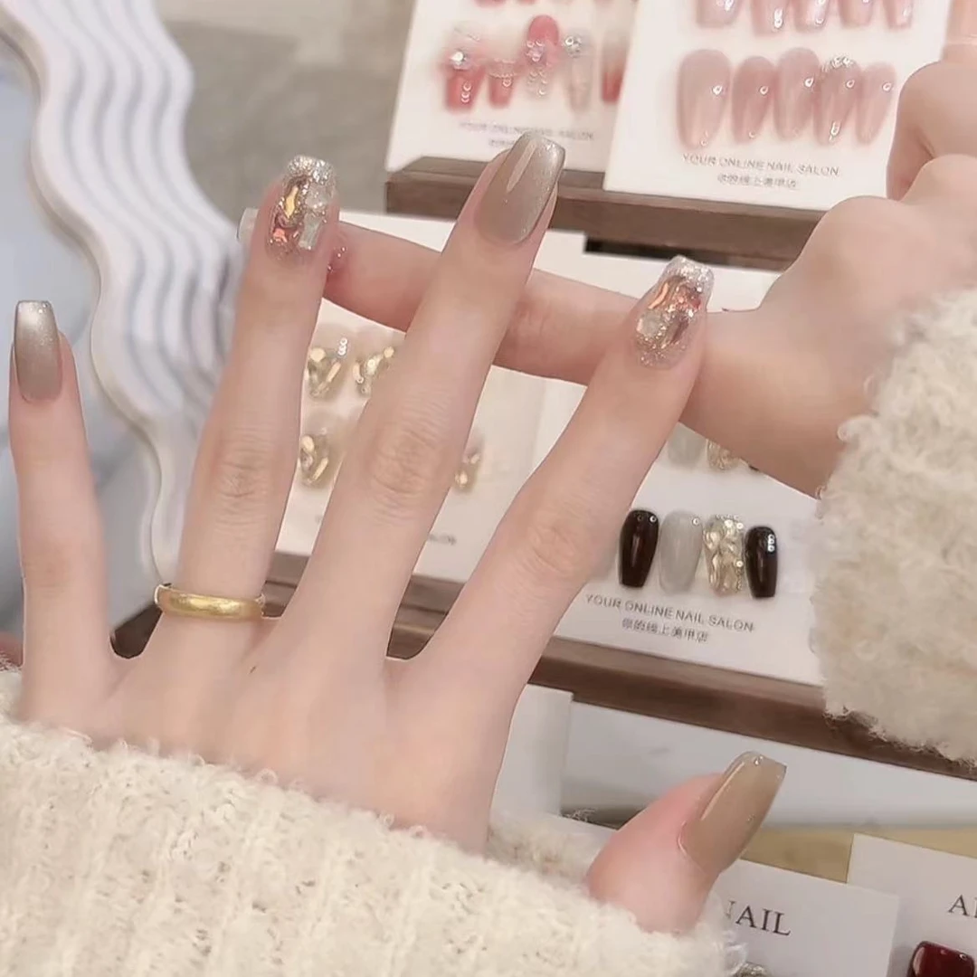 【空谷足音】恩妮诗纯手工穿戴甲指甲贴显白美甲穿戴甲片高级感气质