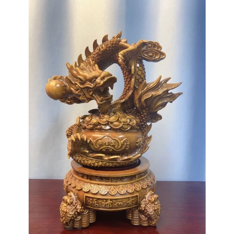 如意旋转龙家居摆件玄关桌面前台工艺品 长22高31