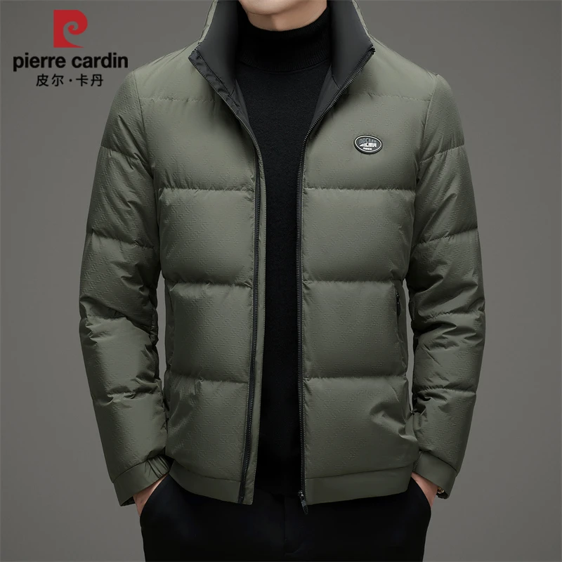 法国皮尔卡丹冬季新款男士立领羽绒服时尚潮流短款休闲羽绒服外套