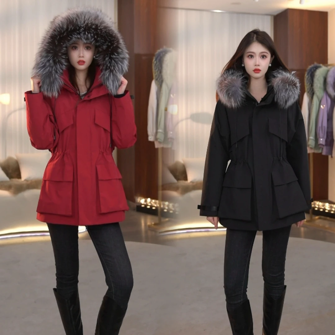 【风壳4.0皮草】石墨烯冲锋衣保暖皮草派克女洋气大毛领冬季连帽