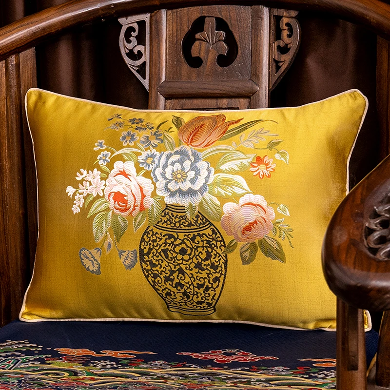 【奇居专属】高精密提花花瓶腰枕沙发靠垫 米色/黄色 35*50cm含芯