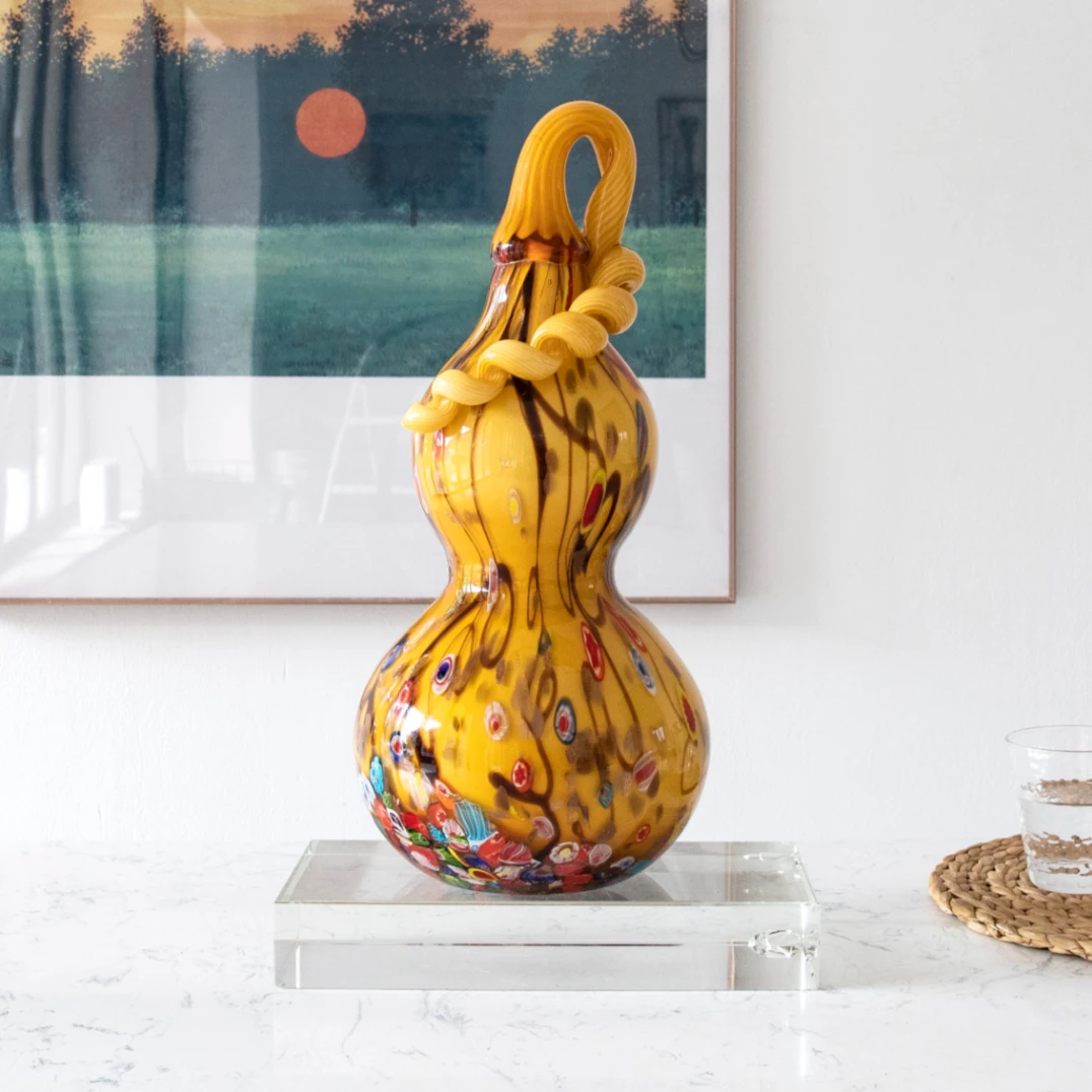 【奇居良品】琉璃富贵宝葫芦/福录瓶摆件茶金色#LSA-408