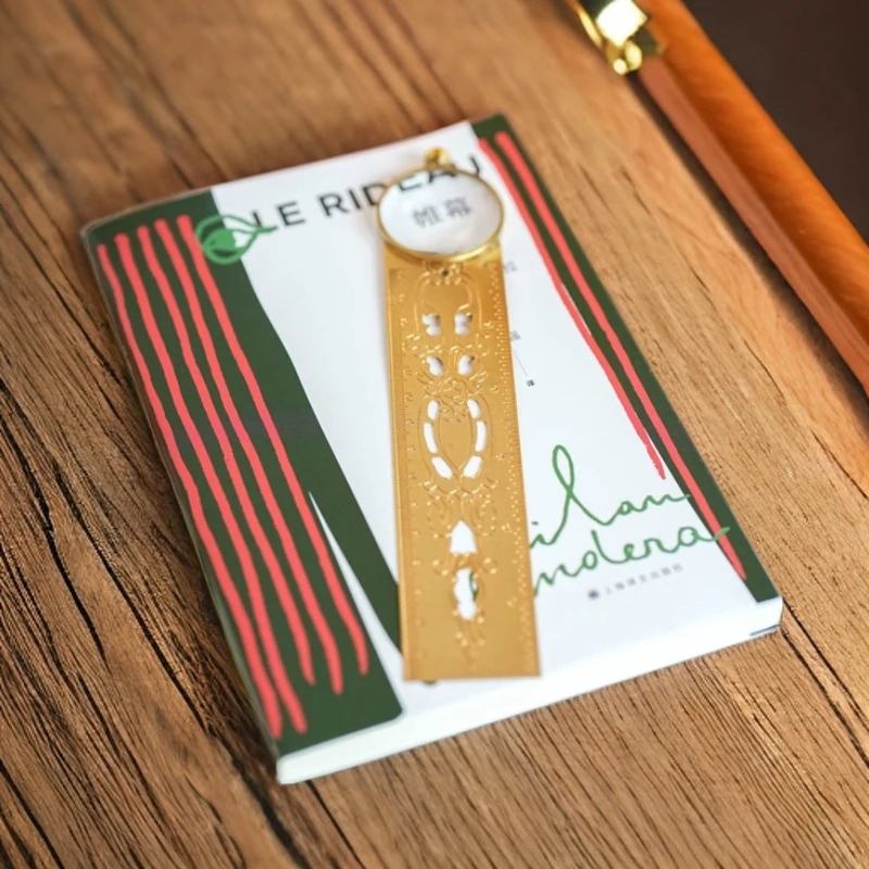 【奇居之乡】黄铜镂空雕花放大镜直尺两用书房#GY