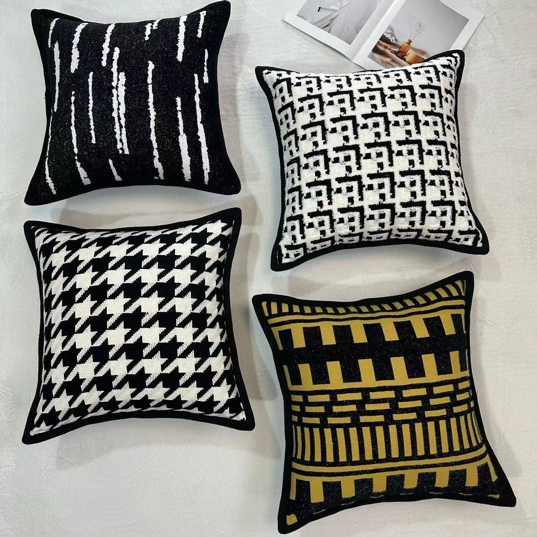 现代简约抽象派轻奢抱枕居家沙发客厅靠背垫极简风格抱枕含枕芯