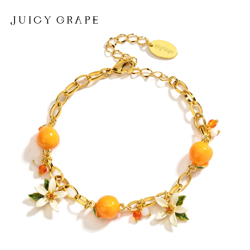 JuicyGrape 铜合金珐琅手链 橘子手链心想事橙女小众百搭气质轻奢