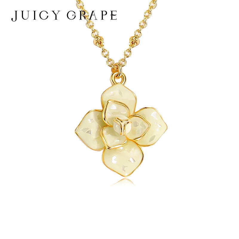 JuicyGrape 铜合金项链 山茶花复古百搭设计感吊坠锁骨链轻奢时尚