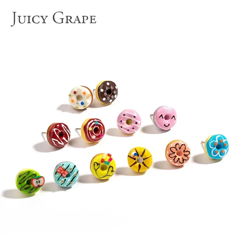 JuicyGrape 铜合金珐琅耳饰 甜甜圈耳钉原创设计饰品女耳饰