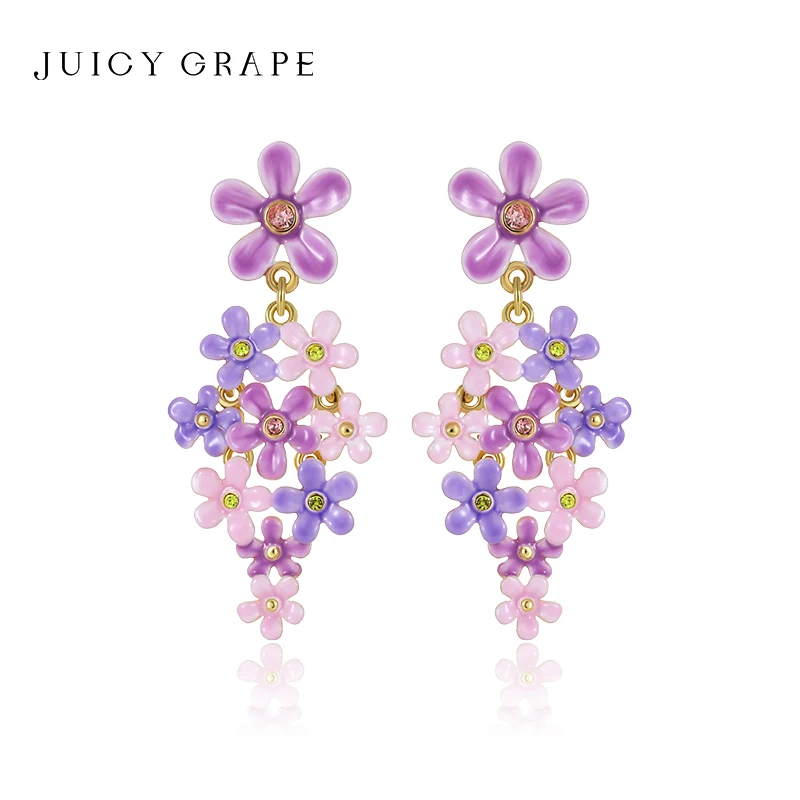 JuicyGrape 铜合金珐琅耳饰 勿忘我耳坠女法式小众耳饰轻奢百搭