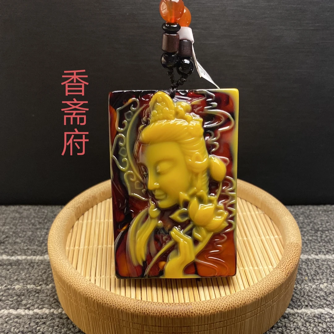 ❹❼【香斋府】特色手工艺龙泉香手工雕刻随形观音牌吊坠