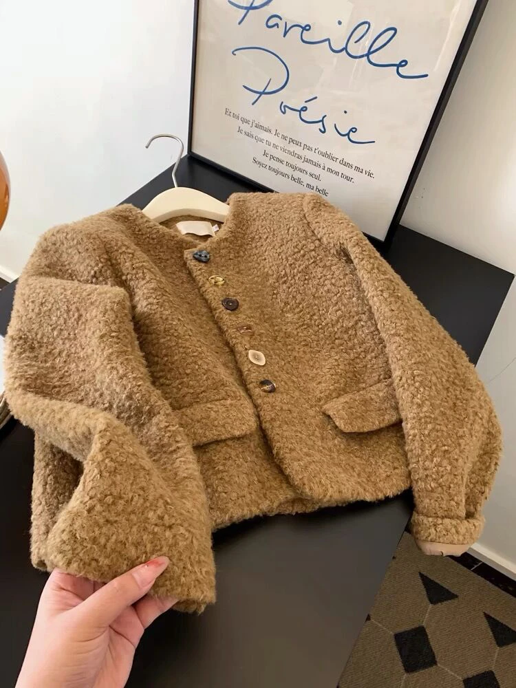 美拉德夹棉正肩气质短款千金小香风外套女小个子高级感