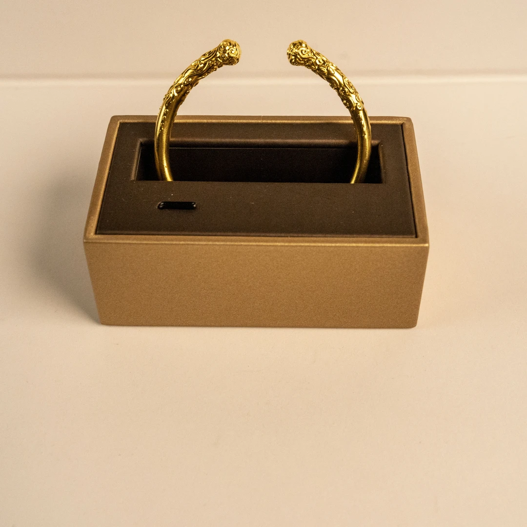 足银手镯 金箍棒手镯时尚复古经典实心磨砂素款可调节百搭精美