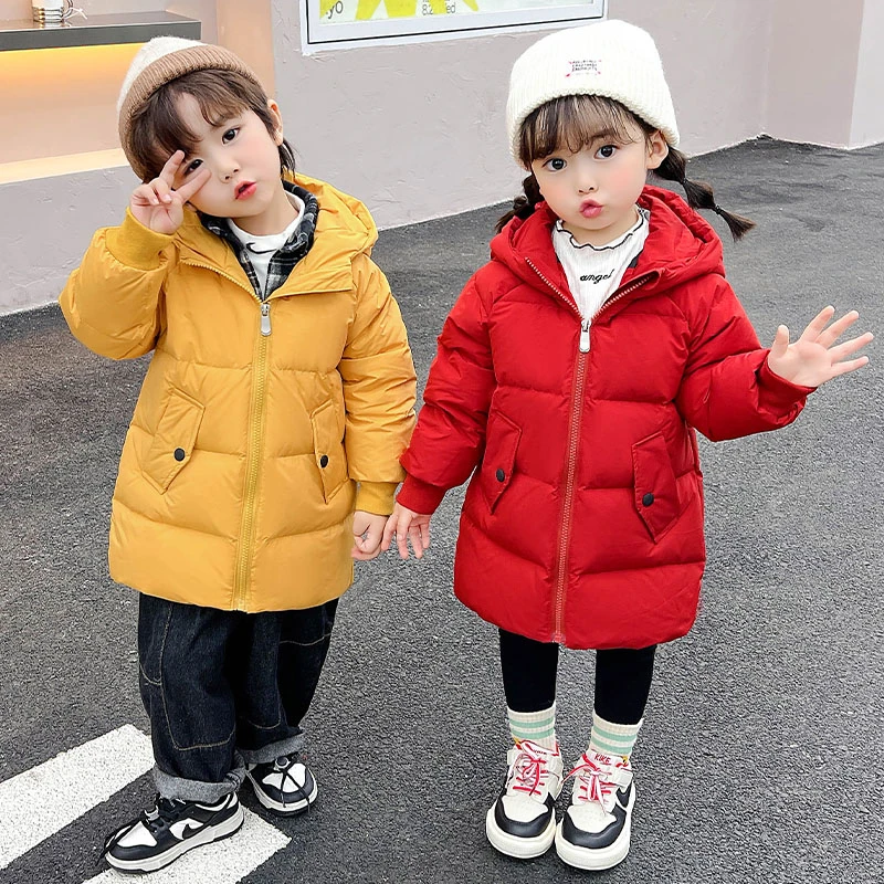 儿童中长款羽绒服男童加厚冬季2025新款女童女宝宝防寒中小童外套