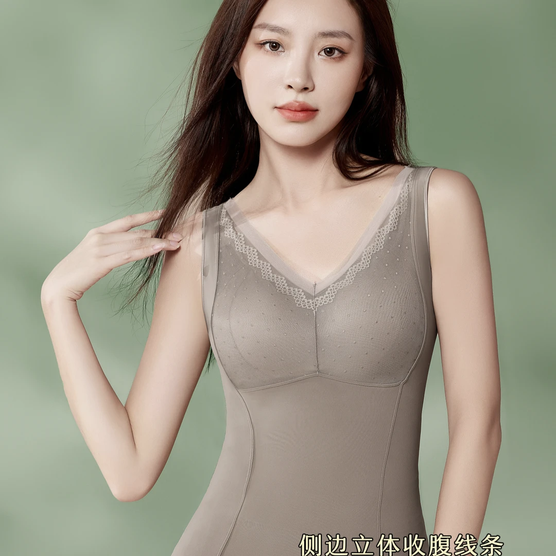 【悦悦专属】秋冬新款单层桑蚕丝润肤衣蕾丝保暖立体收腹背心666