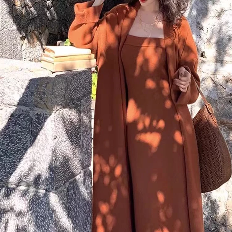 【氛围大女主】秋冬洋气时髦气质毛衣外套配修身抹胸裙时尚休闲套装