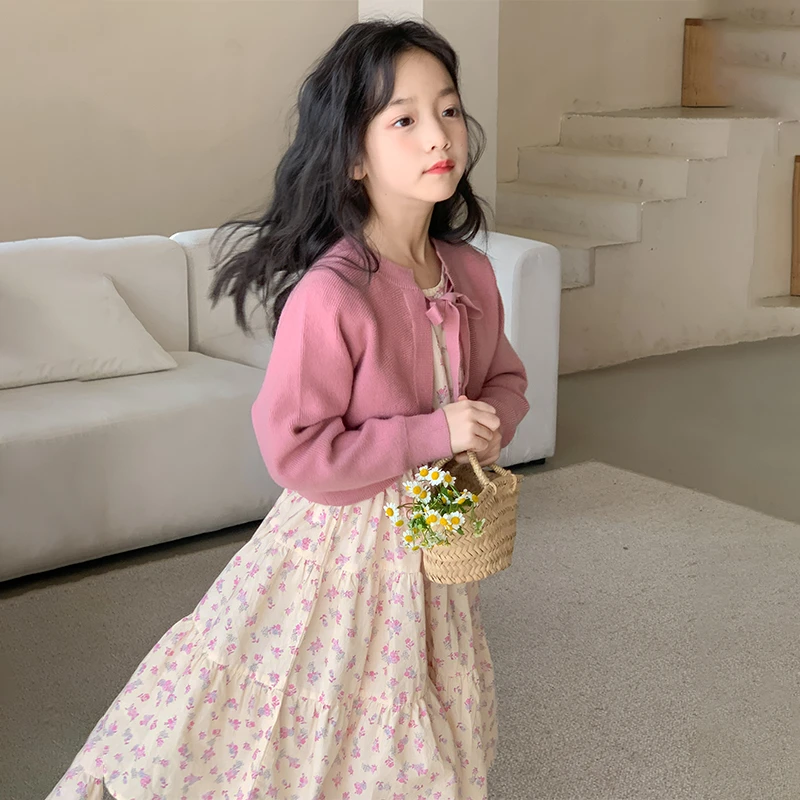 女童连衣裙春装儿童装裙子2025新款洋气女孩网红开衫公主裙两件套