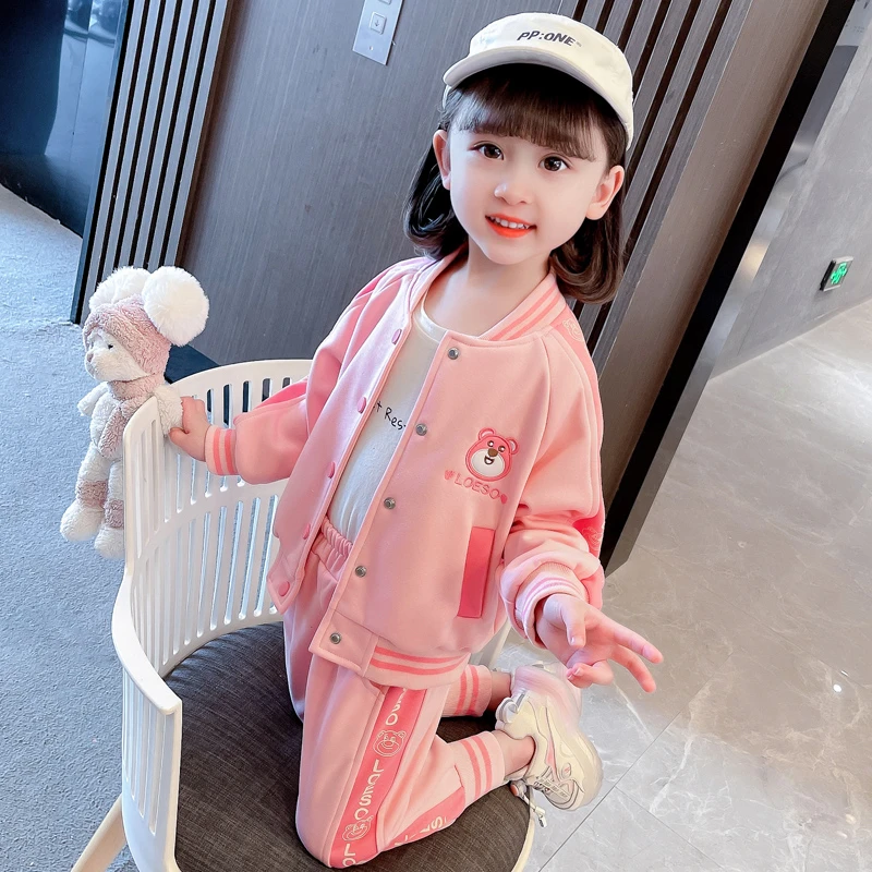 女童春秋套装春款2025年新款女宝宝运动套装洋气儿童秋装时髦衣服