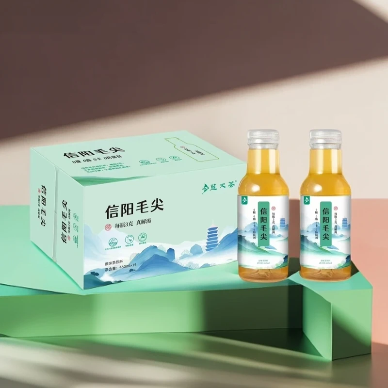 [新茶上市]蓝天茶信阳毛尖紫云塔2024新款原味绿茶茶饮480ml/瓶