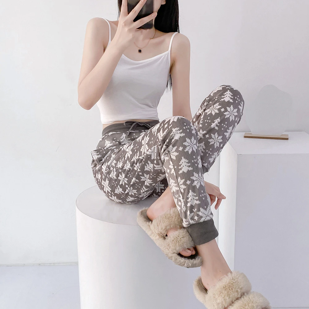 (大春子外贸原单）英国单弹力薄绒束脚家居裤男女同款宽松大码睡裤