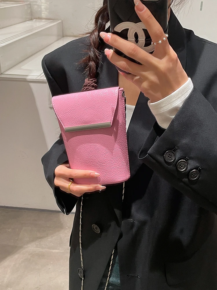 糖果色竖款手机包2025新款高级感小众设计链条包包单肩斜挎小包包