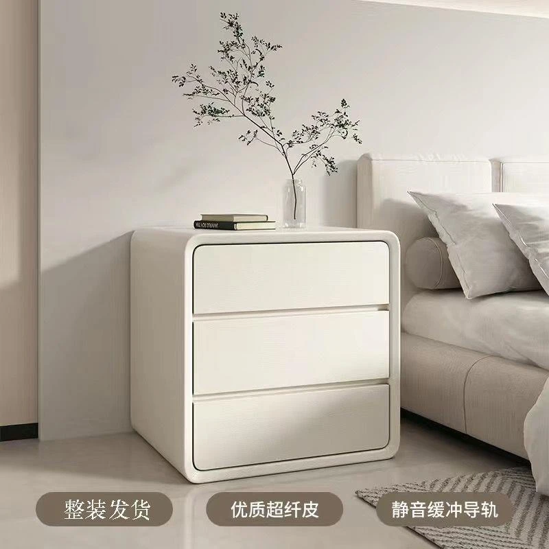 奶油风床头柜现代简约高级感实木小型床边柜置物轻奢床头收纳柜