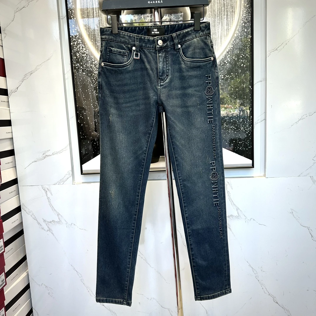 【PP牛仔裤】新款秋冬潮流休闲时尚男士潮流牛仔裤百搭品牌（两个色）