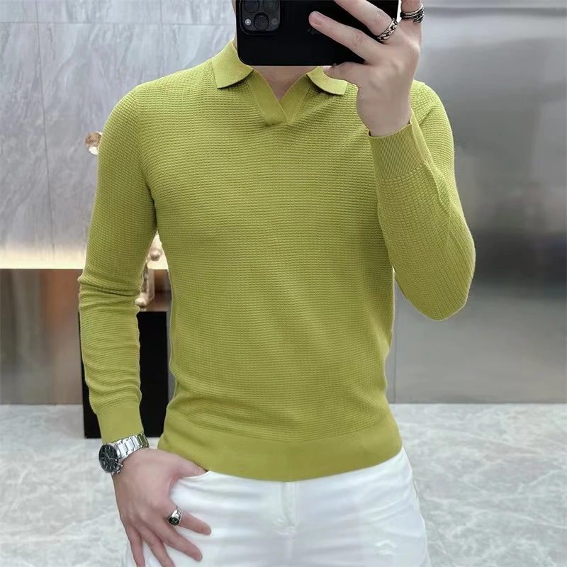 高档早秋季新款翻领针织POLO衫轻奢毛衣打底衫秋冬季时尚百搭6306