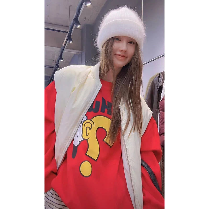 【HUH卫衣】秋冬新款小众设计时髦百搭加绒印花卫衣 ZFI2A813