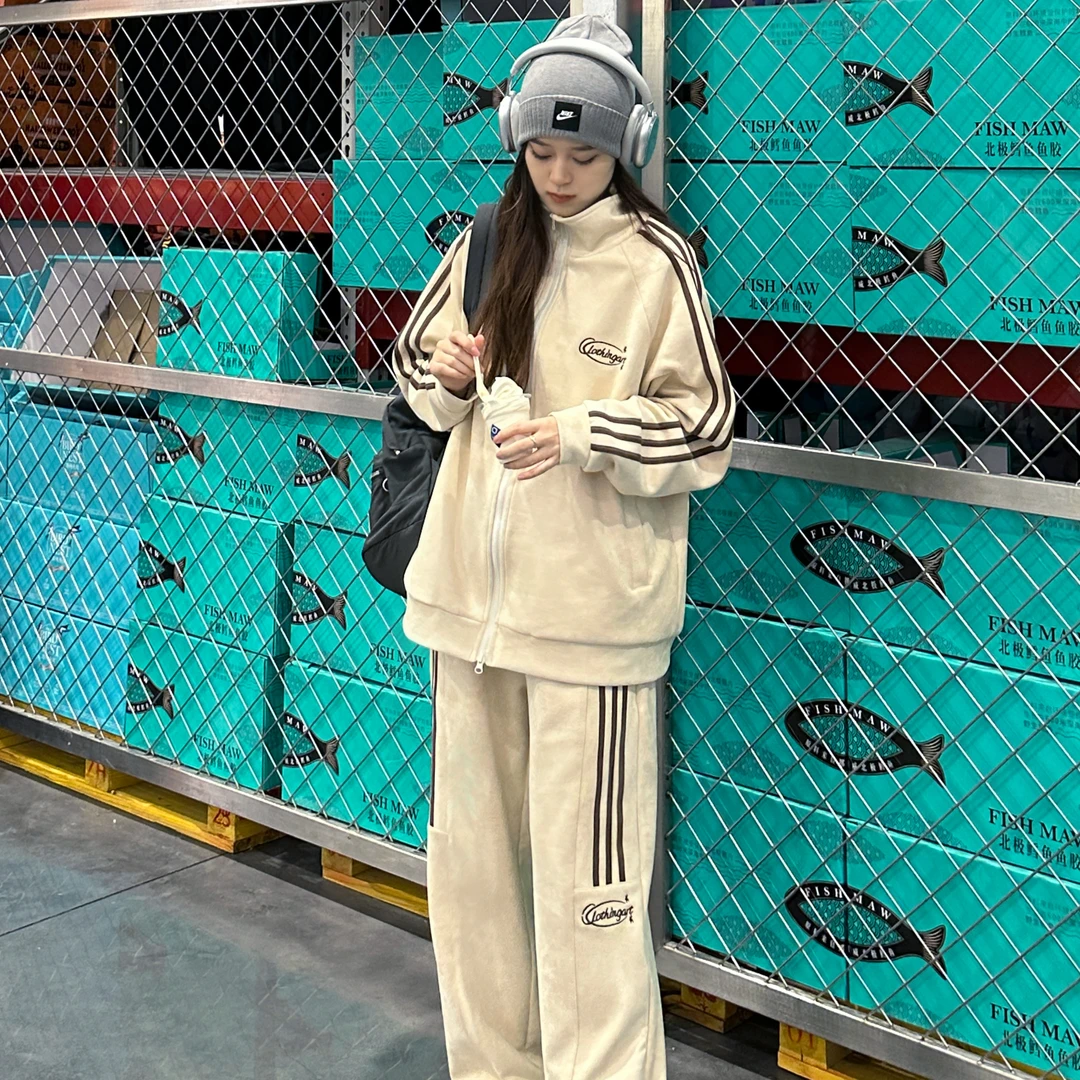 Clothing Art衣术男女秋季时尚百搭宽松麂皮绒套装