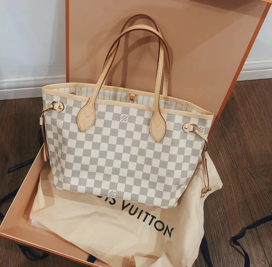 95新 LouisVuitton/路易威登 中古白棋盘格nf小号/以实际成色为准