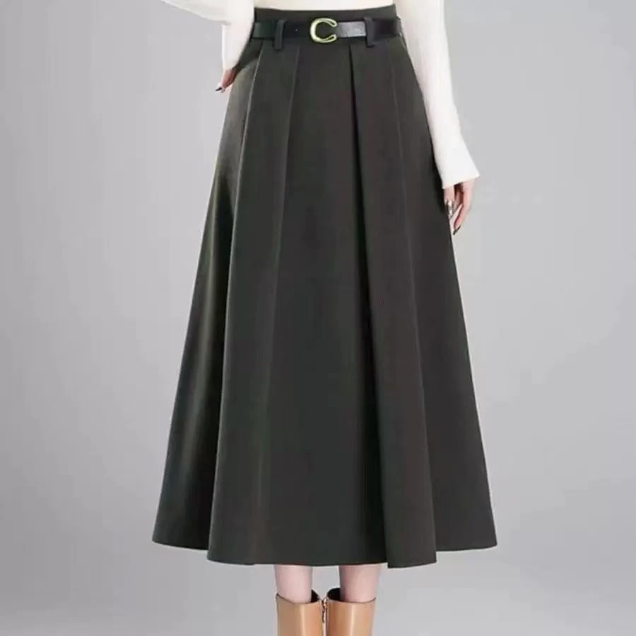 【有腰带 毛呢裙-】慕兔法式显瘦半裙女2024秋冬新款高腰