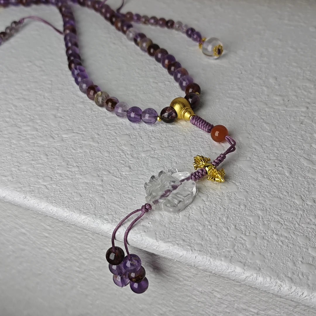 原创设计凤九紫幽灵毛衣链