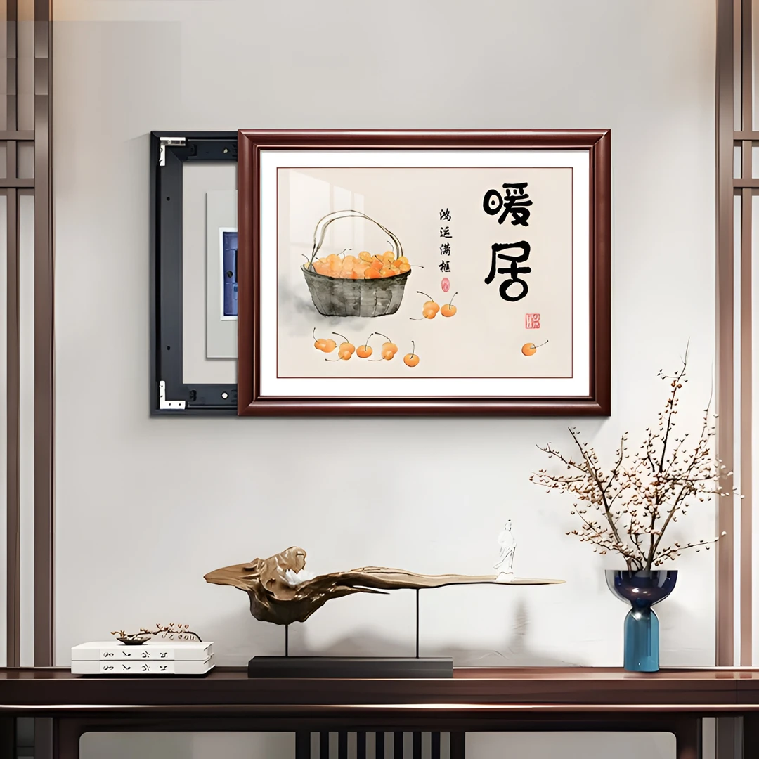 暖居新中式电表箱画装饰画免打孔新款遮挡中式壁画餐厅配电箱挂画