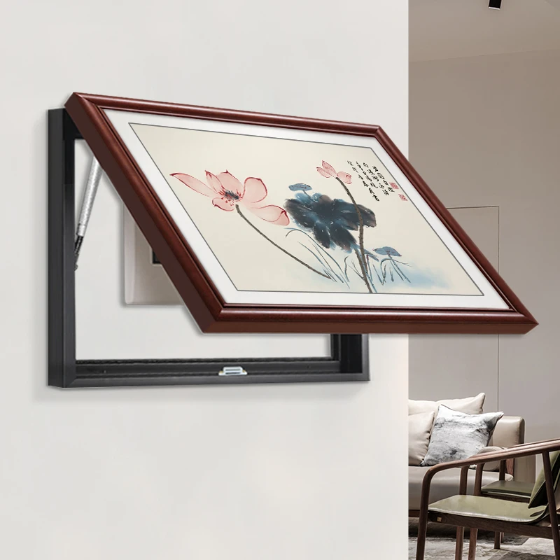 新中式荷花电表箱装饰画遮挡箱免打孔一进门配电箱电闸开关盒挂画