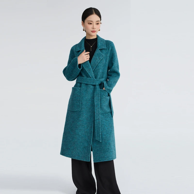 双面羊毛大衣2024秋冬新款牦牛绒高级感赫本风中长款呢子外套气质