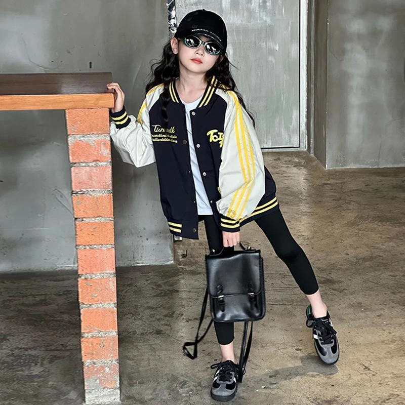 女童棒球服春秋季2024新款早秋洋气网红外套中大童休闲夹克秋装潮