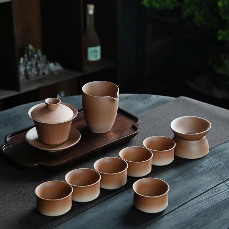 日式粗陶手工茶具套装喝茶杯玻璃高端玻璃茶具功夫茶具磁吸客厅