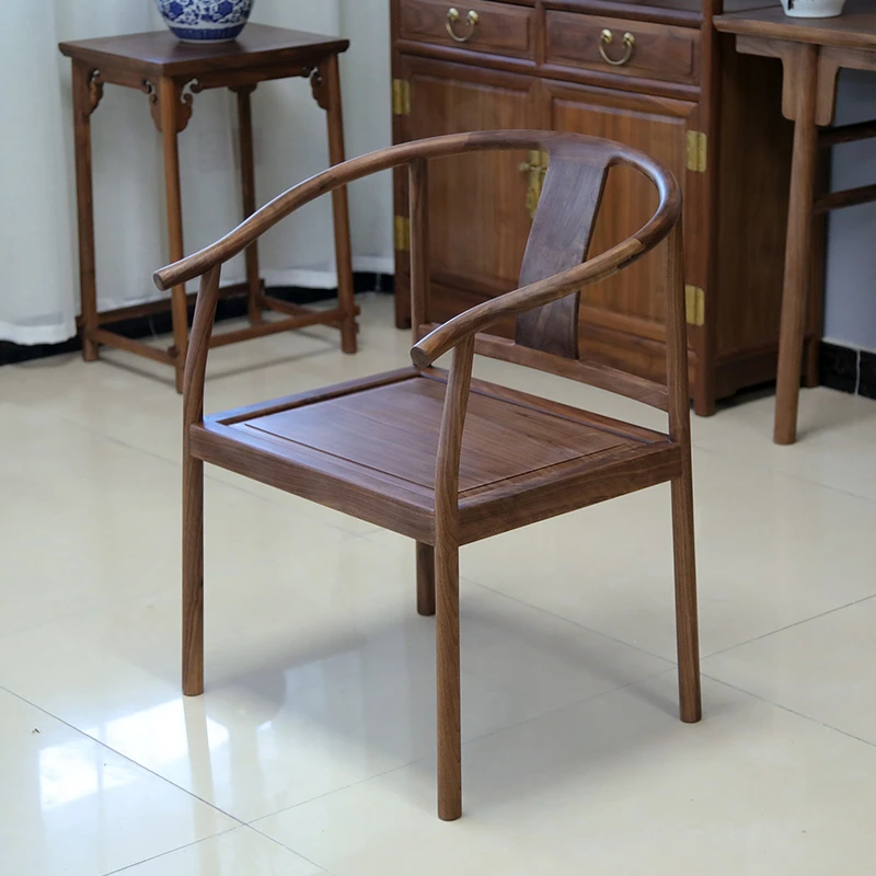 黑胡桃木圈椅新中式实木茶桌书桌椅子主客和室椅家用茶椅带扶手