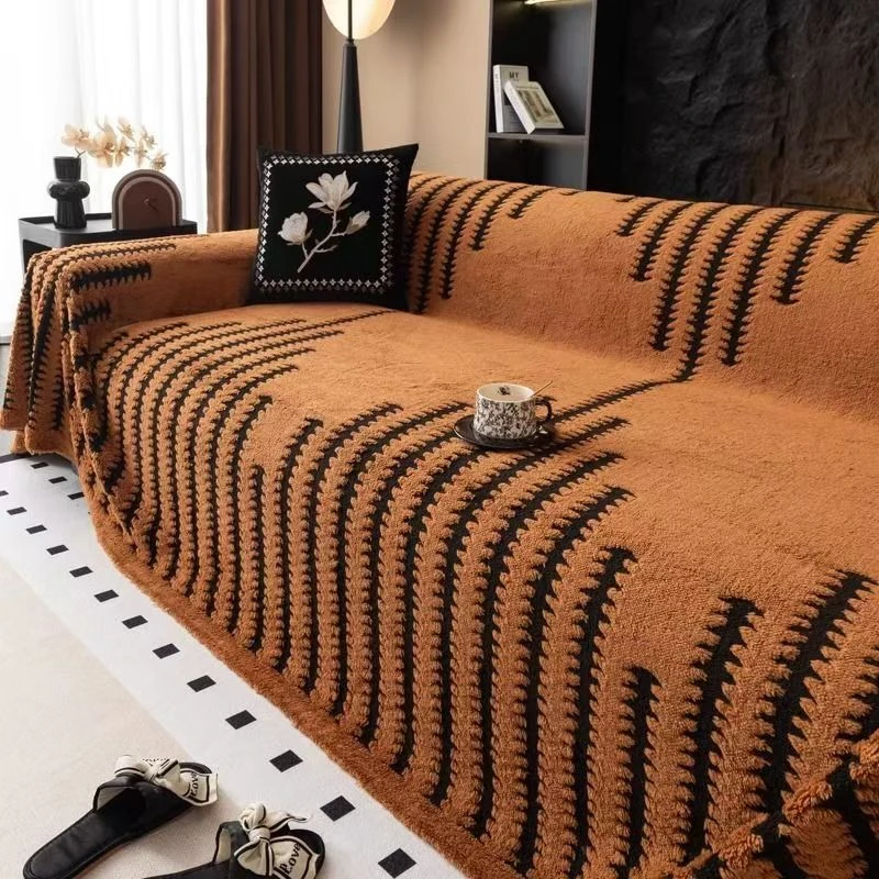 复古高级感秋冬毛绒沙发巾盖布2024新款防滑一整张沙发巾全盖布