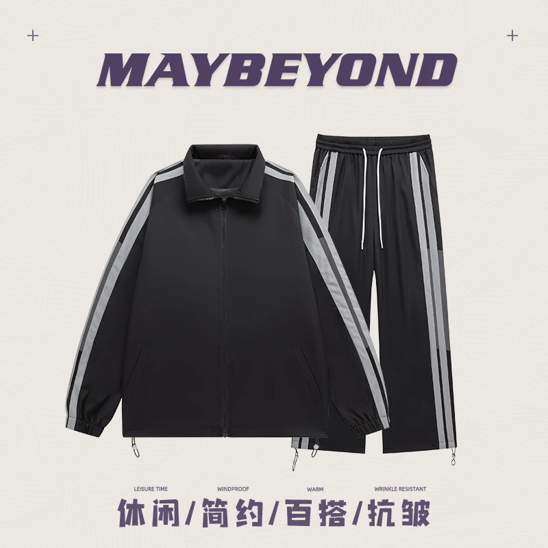 【mr.three专属】MAYBEYOND 24AW秋季新款潮流百搭宽松情侣休闲套装