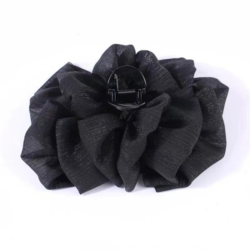 法式优雅气质复古百搭纱黑色抓夹大号夹子成人