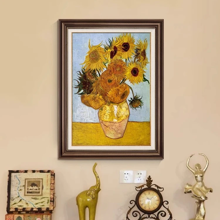 梵高油画装饰画现代简约向日葵装饰画客厅美式客厅沙发玄关挂画